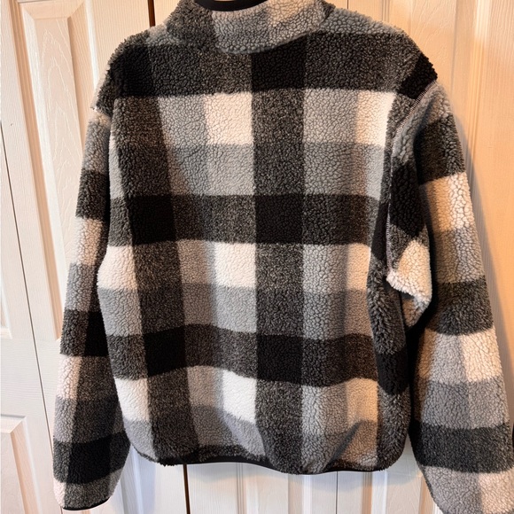Nike Men’s Black Gray White Checkered Sherpa Pullover Quarter Zip Size Medium - Picture 7 of 11